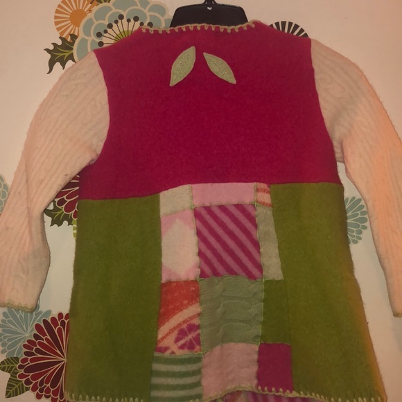 Bohemian Girl Sweater Coat sz 7 Green Sleeve - Picture 6 of 7